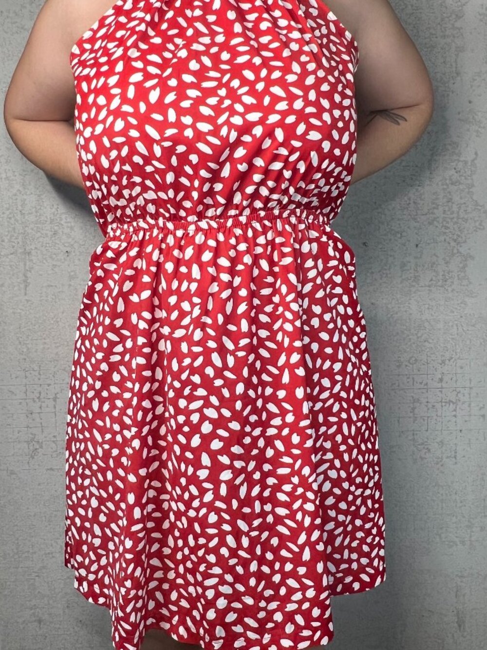 Red & White Beachsissi Halter Dress, Size L